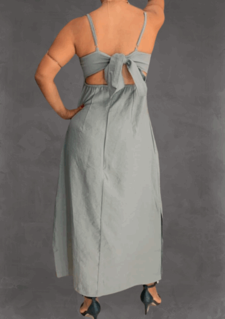 Vestido Longo de Alças Finas com Fenda - Imagem 2