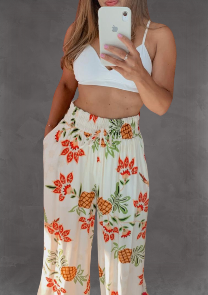 Calça Pantalona Tropical - Preto